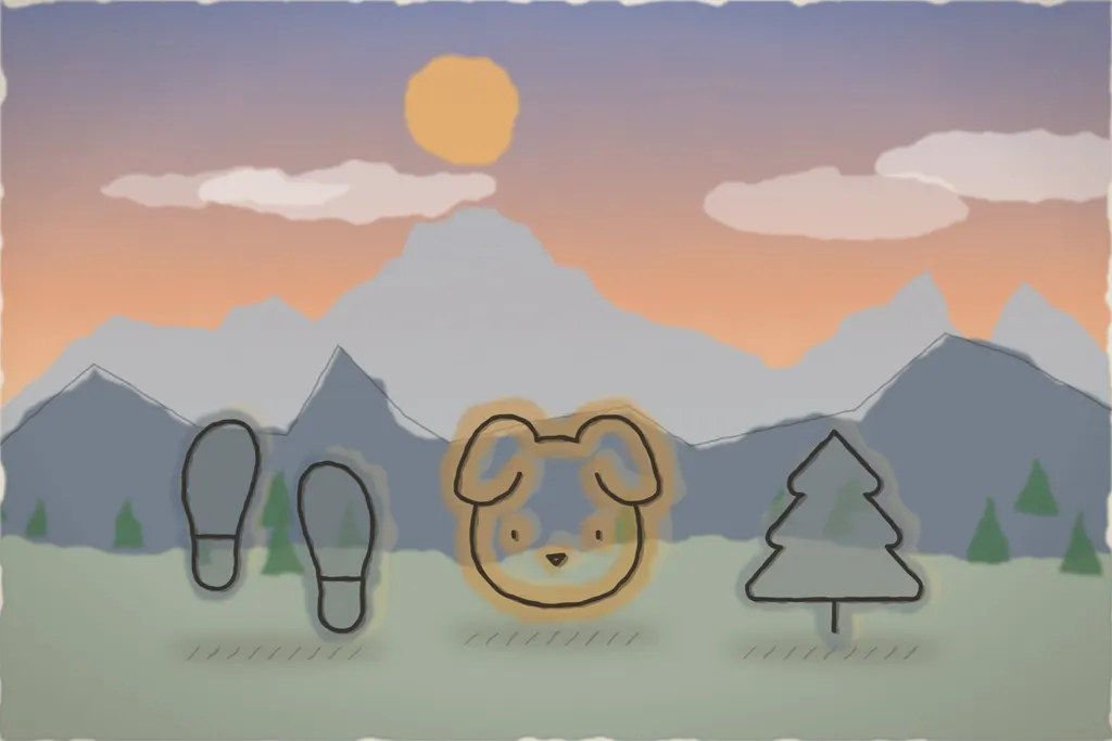 Plimbare pe poteca din pădure (ilustrație)